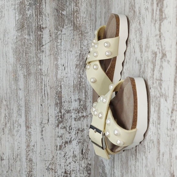 🟧NWOT Ethem Genuins Cream Pearl Slide Sandal - Picture 8 of 16